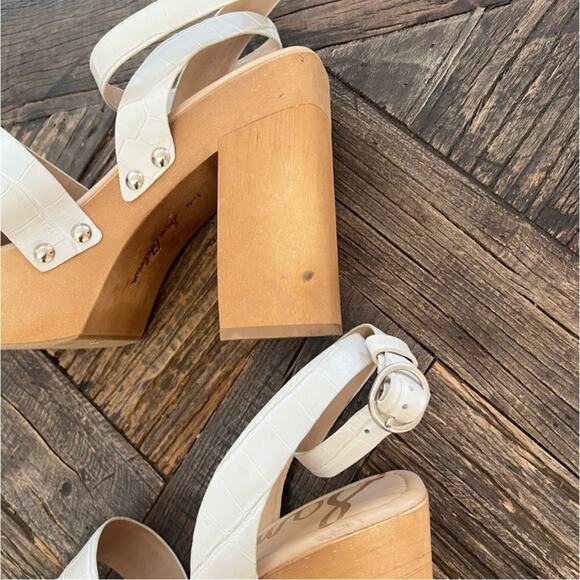 *NWOT Sam Edelman Rosalind Ivroy Embossed Platform Block Heel Sandal - Sz 9 - Picture 9 of 11